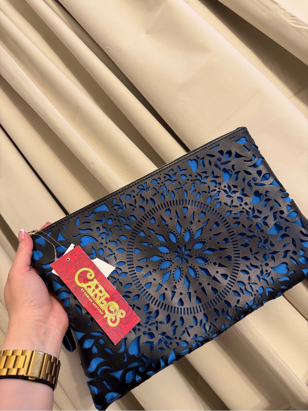 Carlos by Carlos Santana black leather clutch